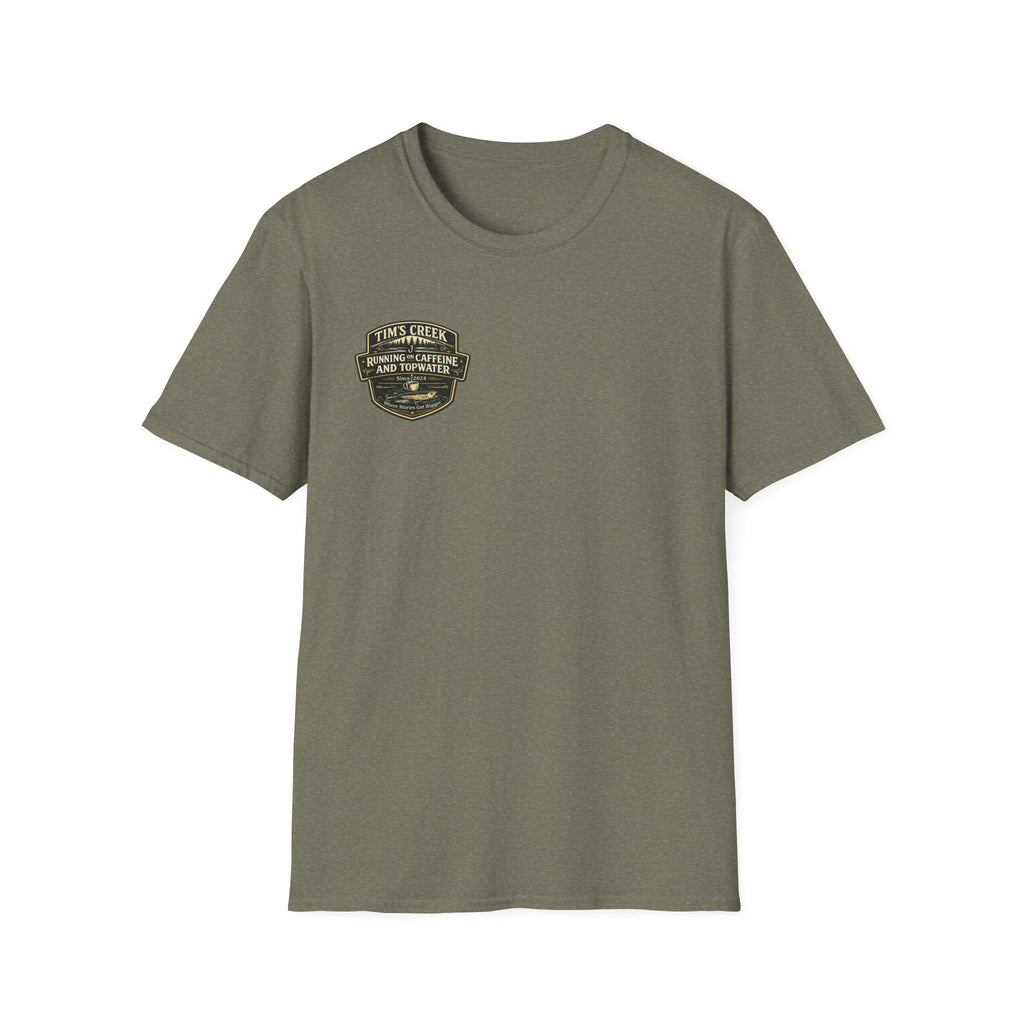 TC Running on Caffeine and Topwater - badge T-Shirt