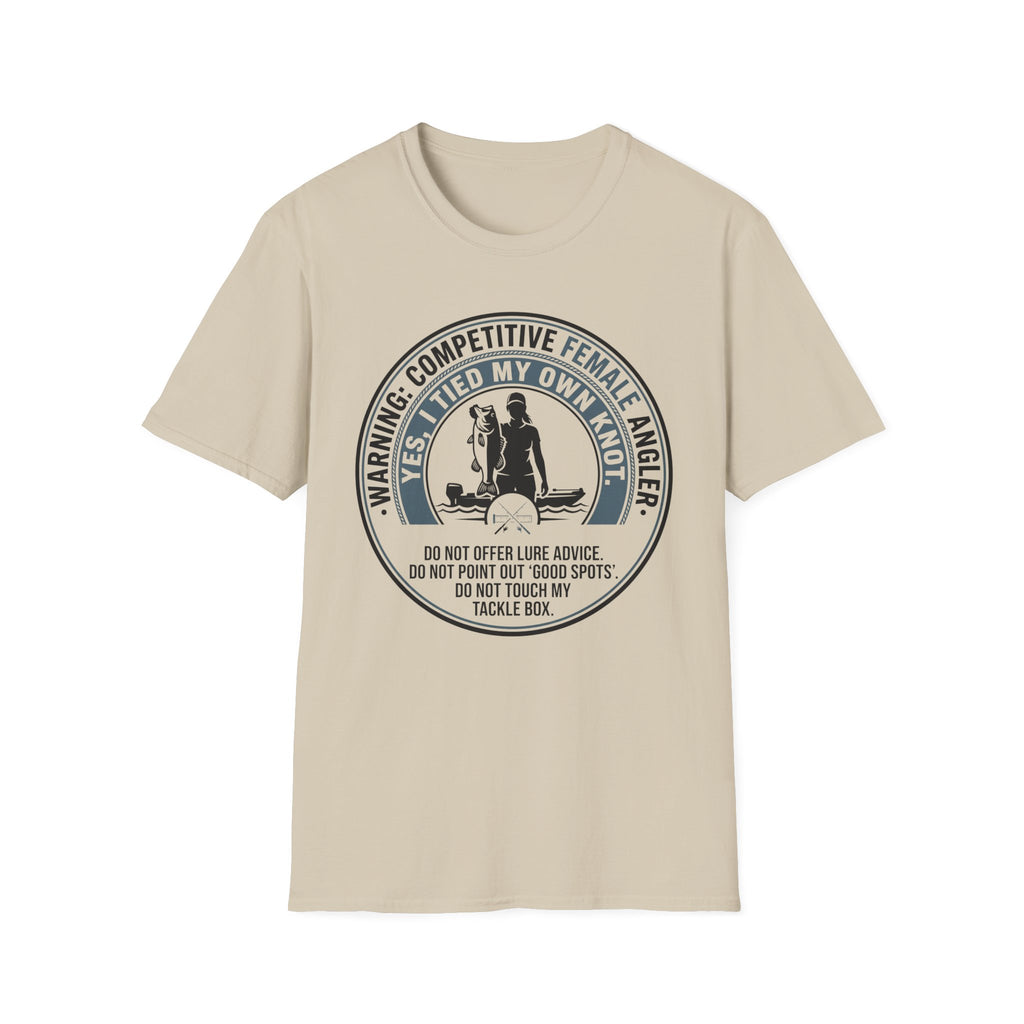 Woman - Warning Competitive Female Angler T-Shirt