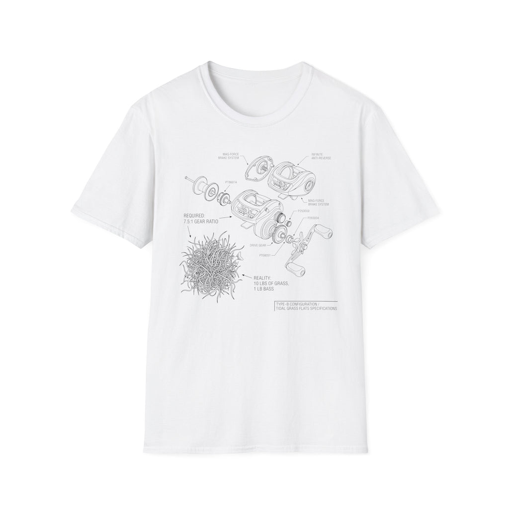 10lbs Grass 1lbs Bass Diagram T-Shirt