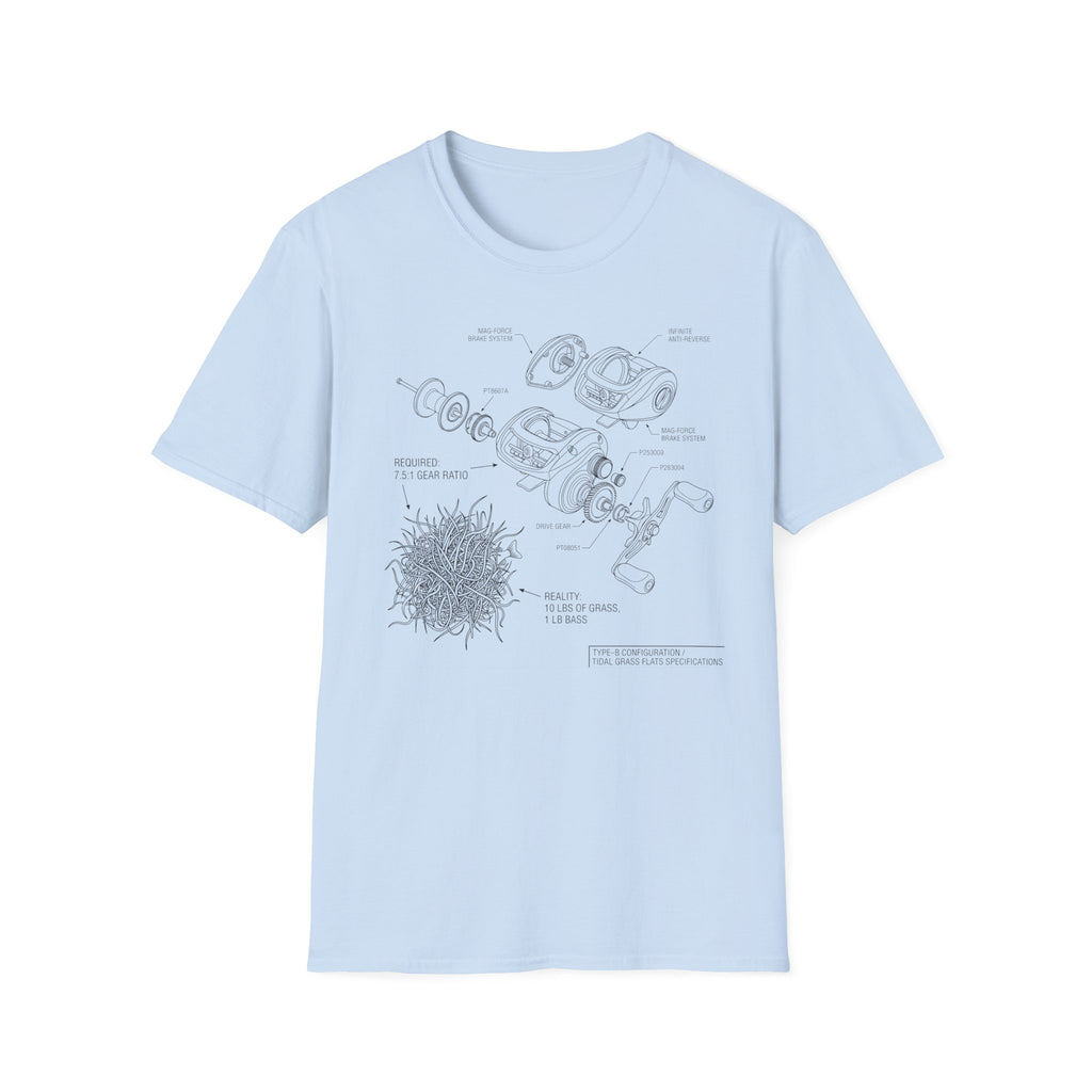 10lbs Grass 1lbs Bass Diagram T-Shirt