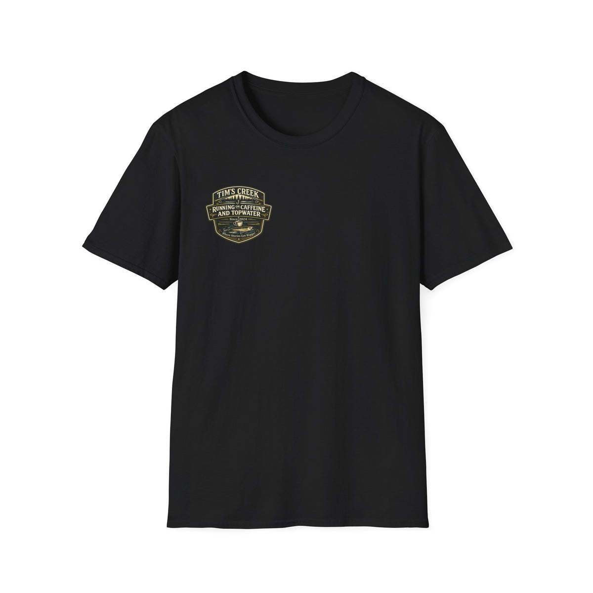 TC Running on Caffeine and Topwater - badge T-Shirt