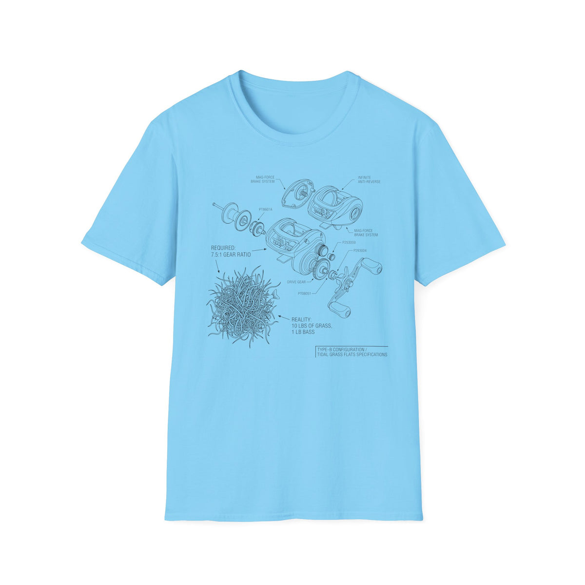 10lbs Grass 1lbs Bass Diagram T-Shirt