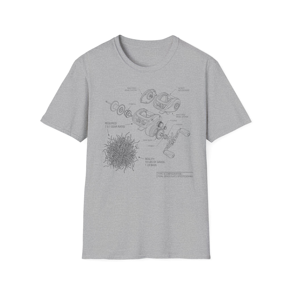 10lbs Grass 1lbs Bass Diagram T-Shirt