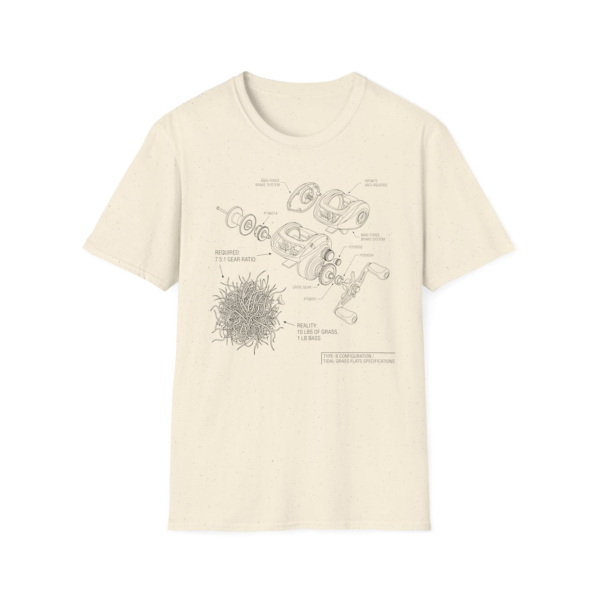 10lbs Grass 1lbs Bass Diagram T-Shirt